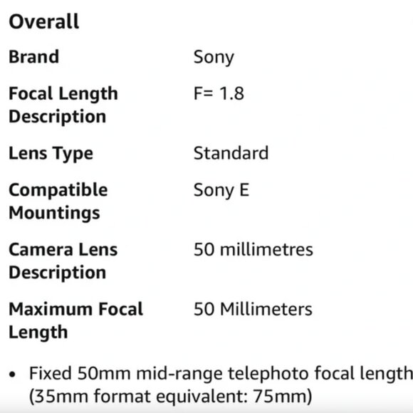 Sony e-mount 50mm Silver Camera Lens - Picture 3 of 3